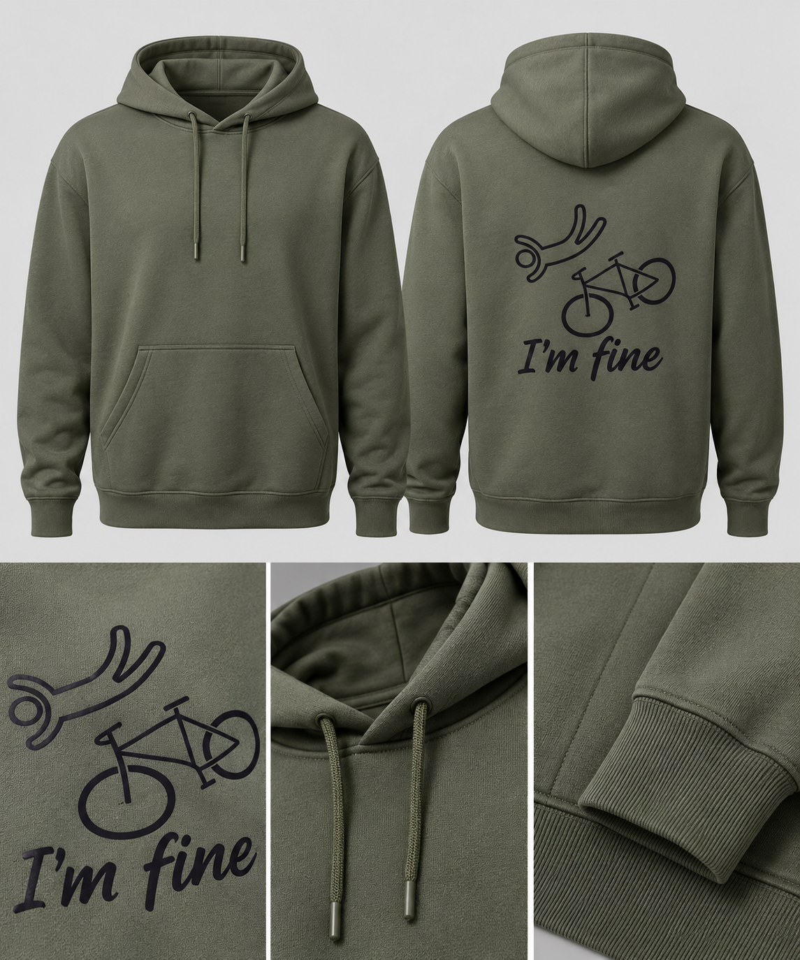 Z2 Unisex Olive Green Fleece Hoodie